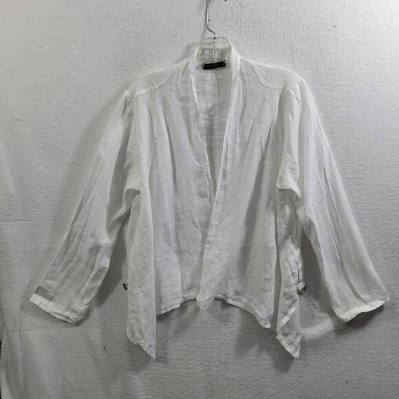 Lungo L'arno Made in Italy White Open Front Waterfall Blouse Size M 51925-1130 - Picture 1 of 7